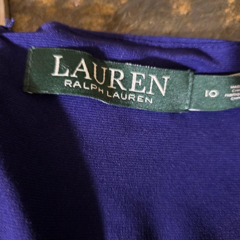 Lauren Ralph Lauren Royal Blue Ruched Sheath Dress with Dolman Sleeves. Sz 10 - Picture 5 of 6